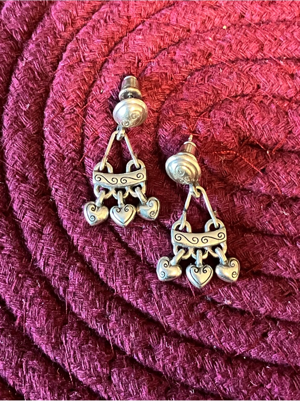 🌸Vintage Brighton Silver Heart Dangle Earrings